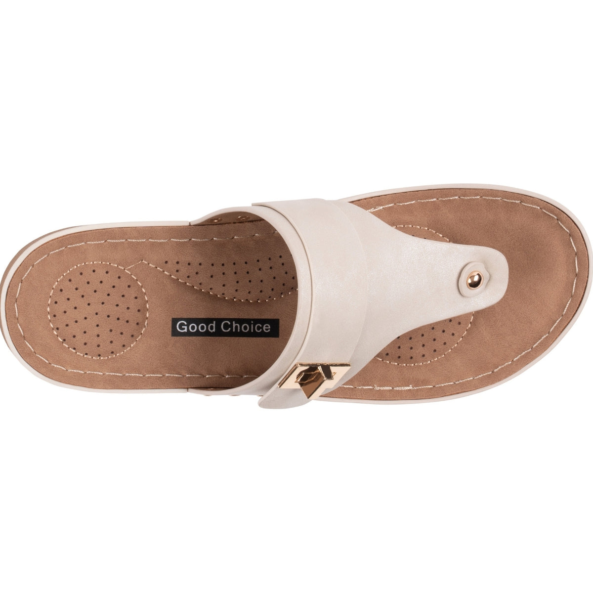 Women's Beige Hardware Thong Sandals – Arla by GC Shoes, view 3