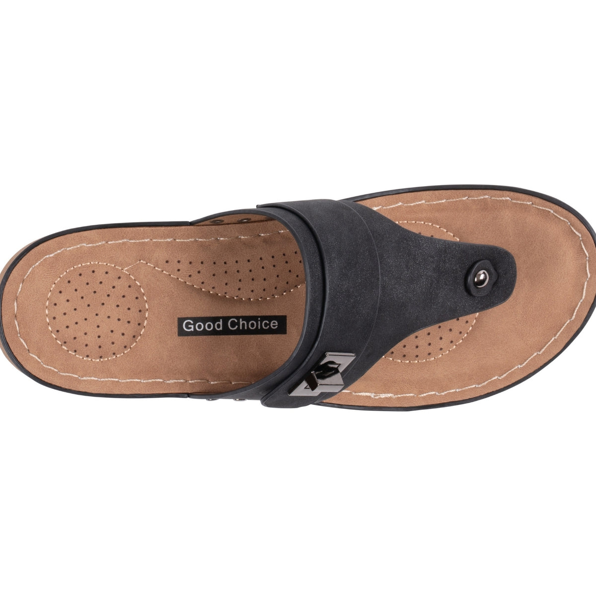 Women's Black Hardware Thong Sandals – Arla by GC Shoes, view 3