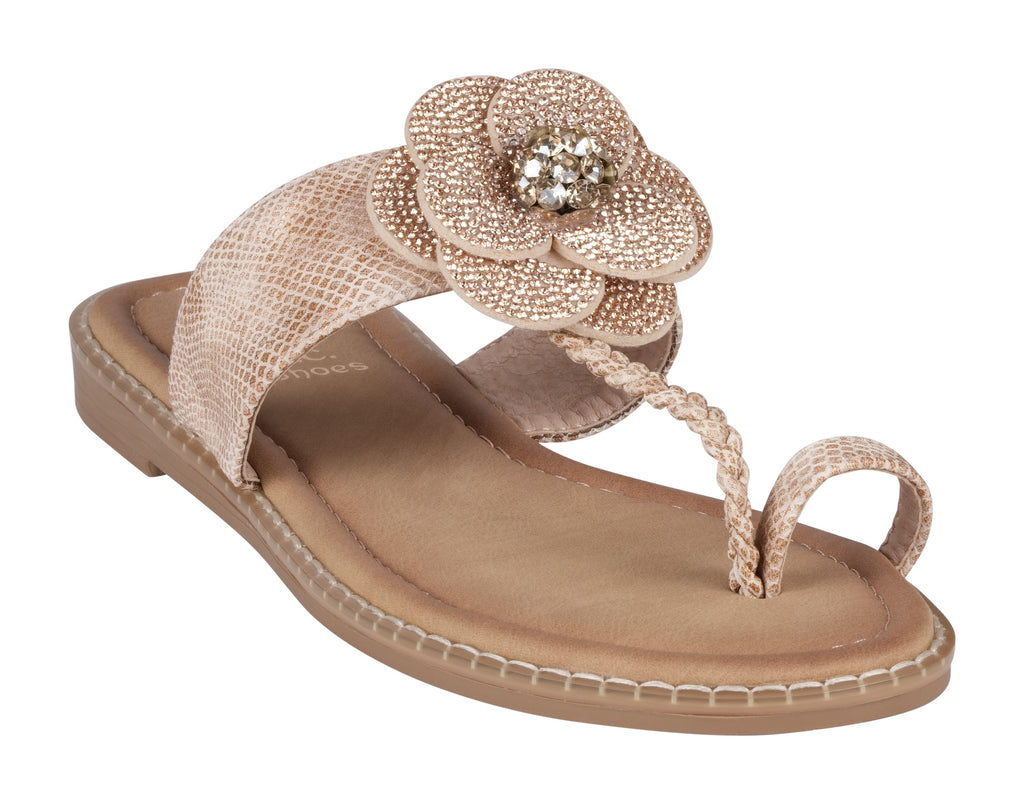 Blossom Rose Gold Flat Sandals 