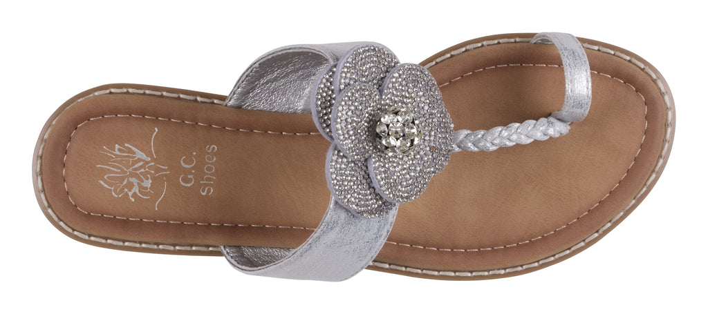 Blossom Silver Flat Sandals Top 