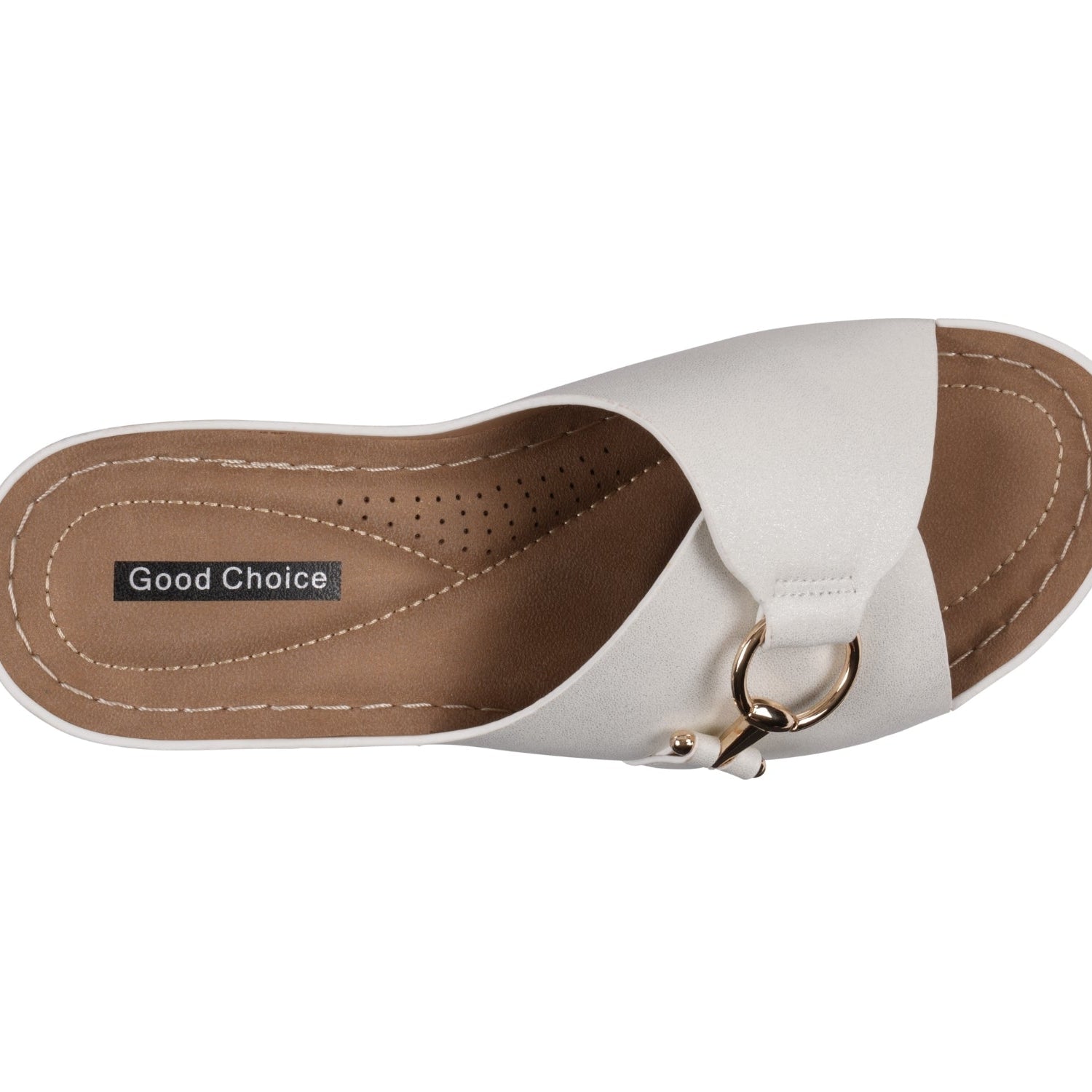 Women's White Faux Leather Wedge Sandals – Bay by GC Shoes, view 3