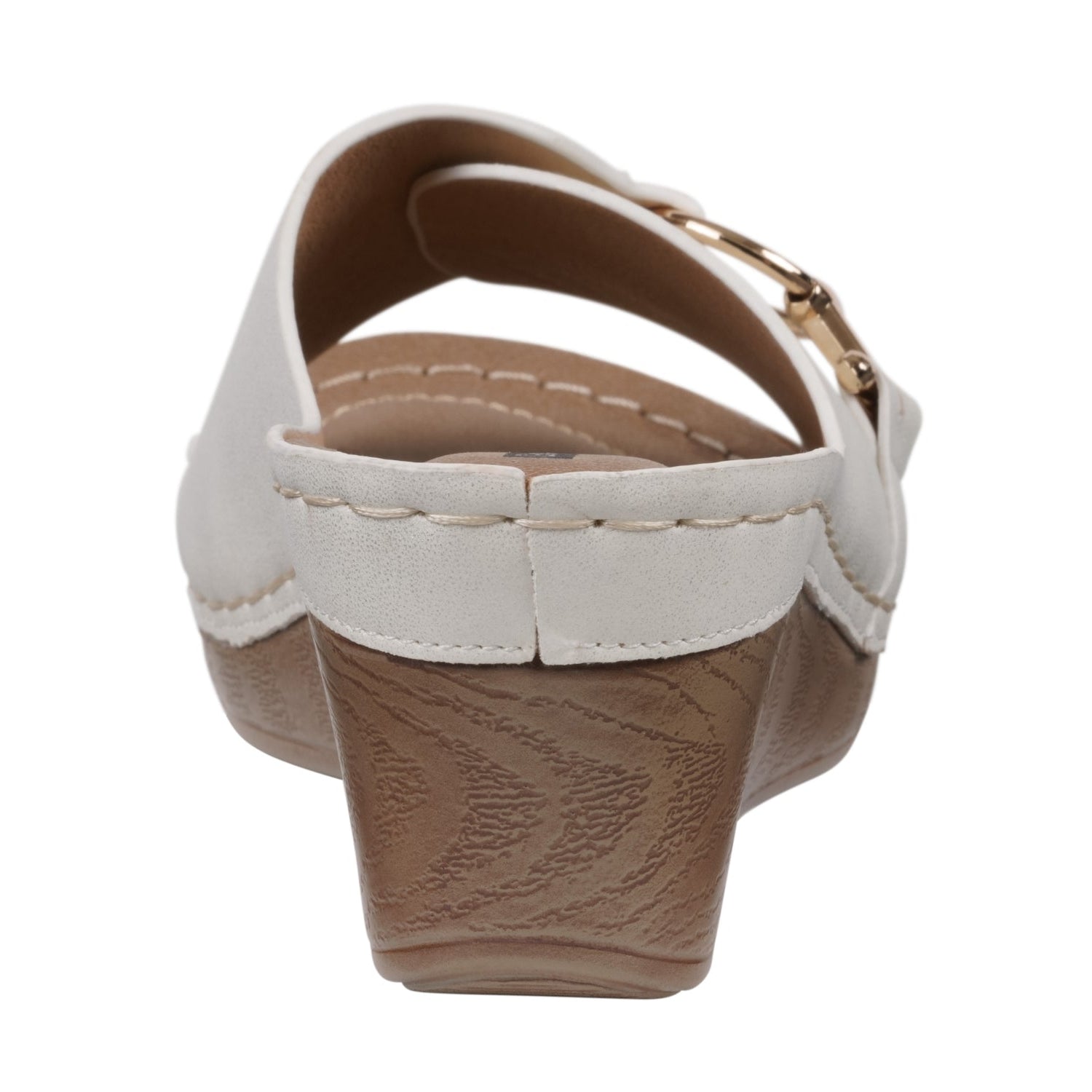 Women's White Faux Leather Wedge Sandals – Bay by GC Shoes, view 4