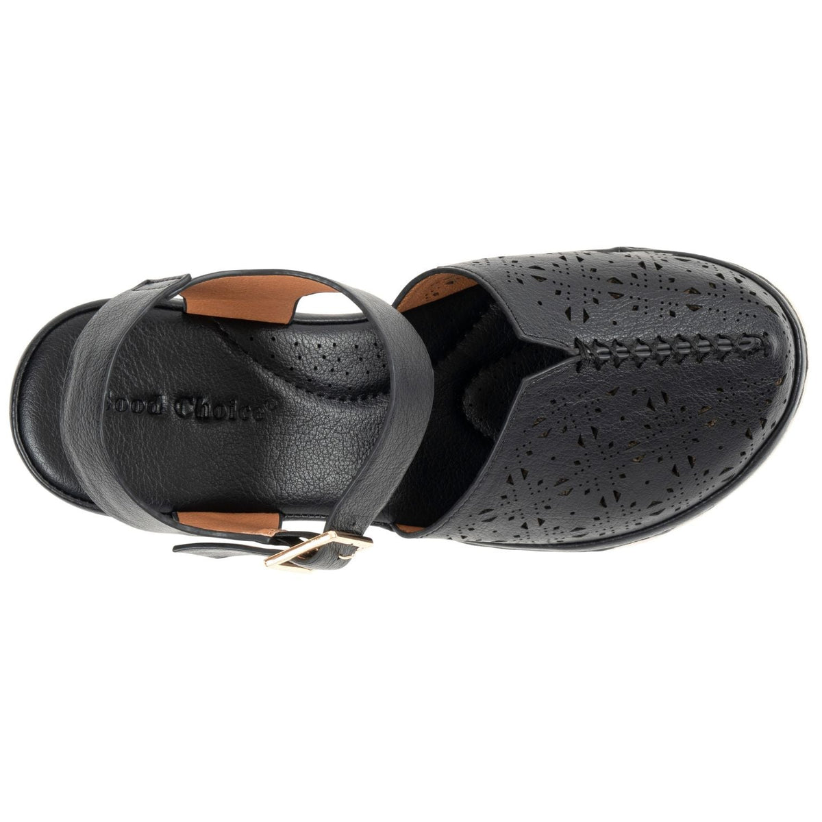 Carmel Black Buckle Wedge Sandal by GC Shoes – view 3