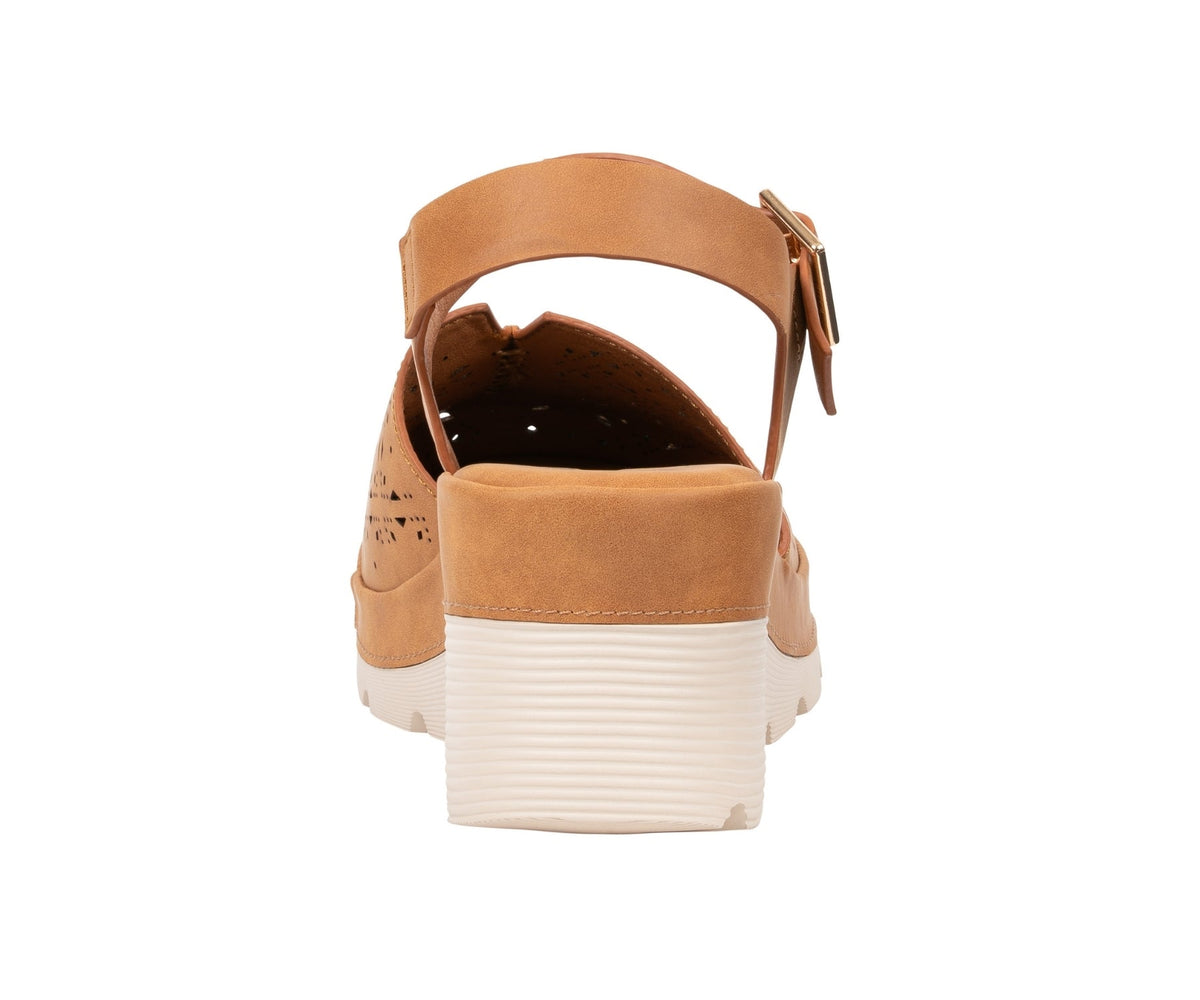 Carmel Tan Buckle Wedge Sandal by GC Shoes – view 3