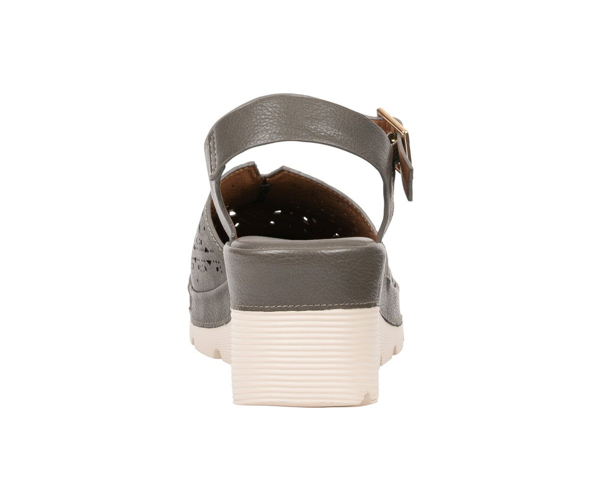 Carmel Olive Buckle Wedge Sandal by GC Shoes – view 4