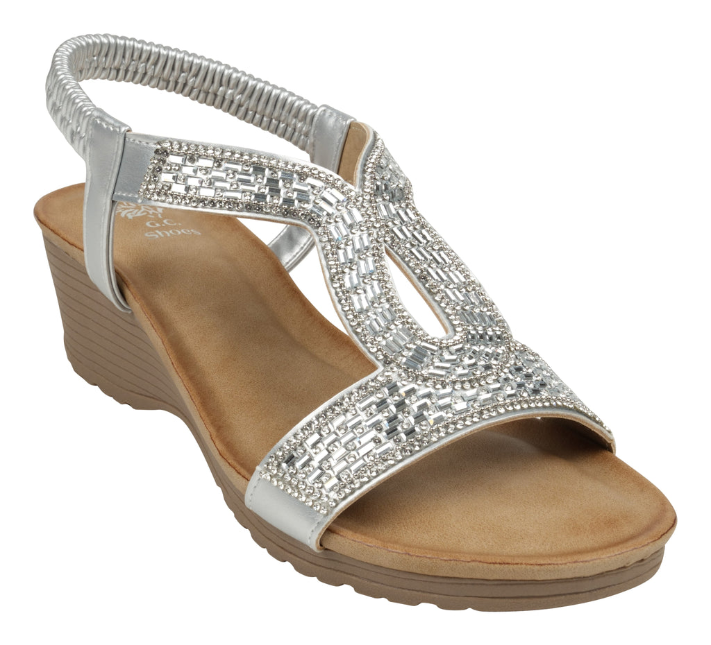 Celestia Silver Wedge Sandals 