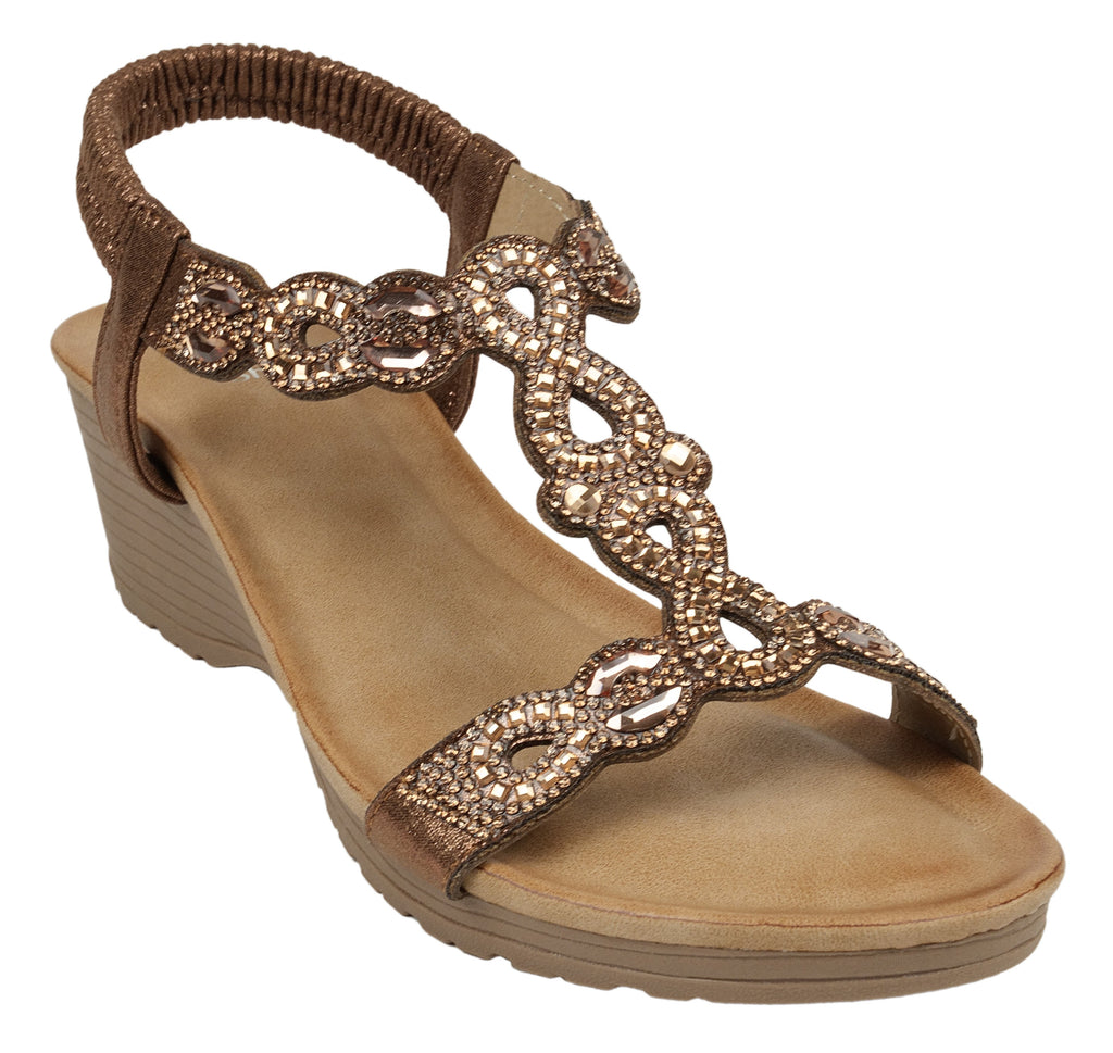 Damaris Bronze Wedge Sandals 