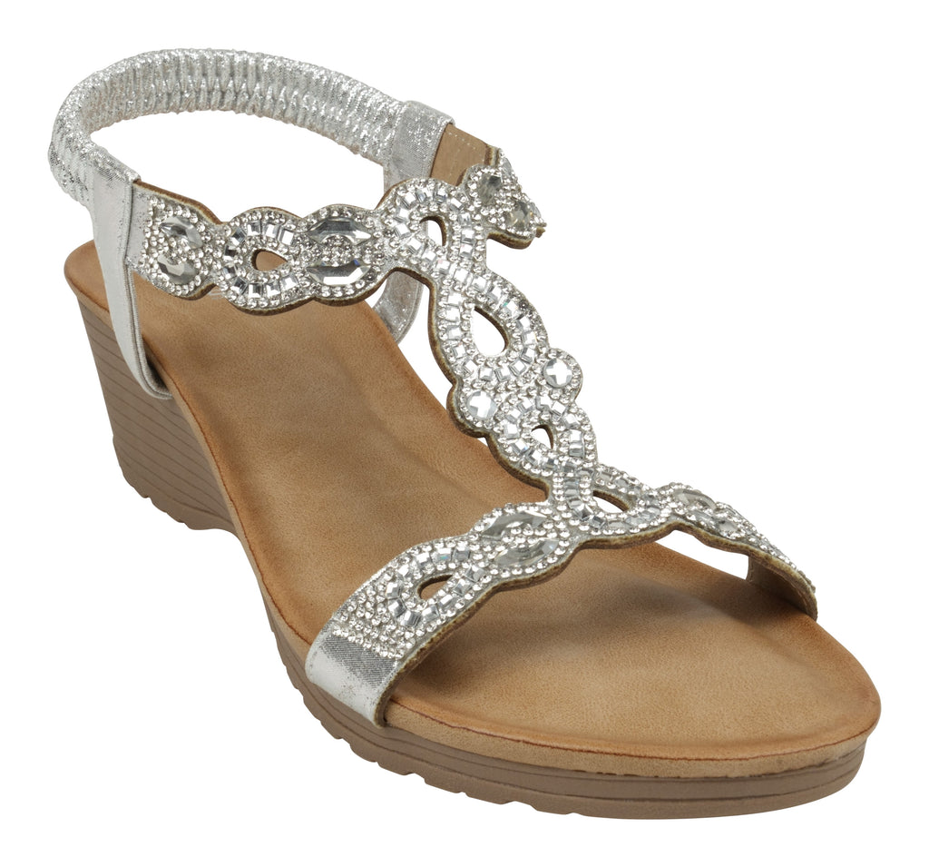 Damaris Silver Wedge Sandals 