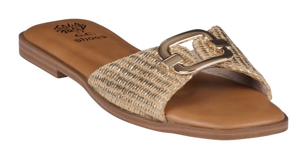 Davina Gold Flat Sandals 