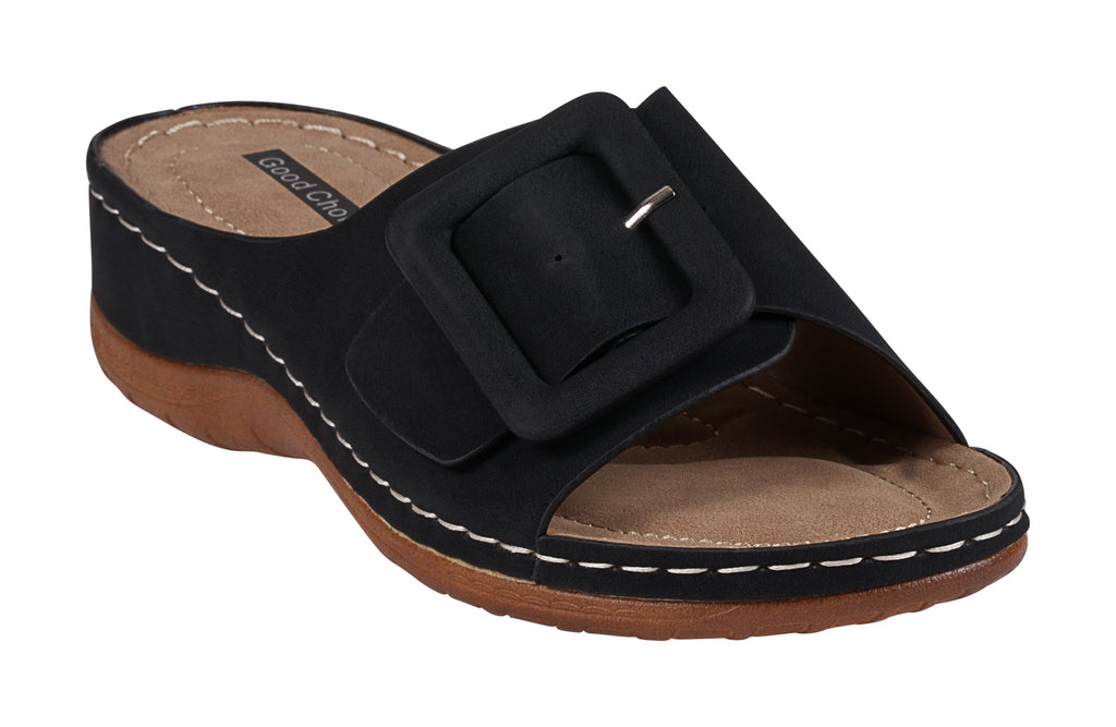 Hamden Black Flat Sandals 
