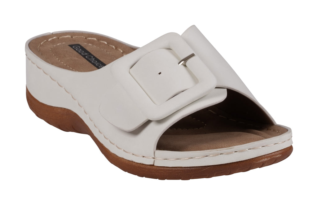 Hamden White Flat Sandals 