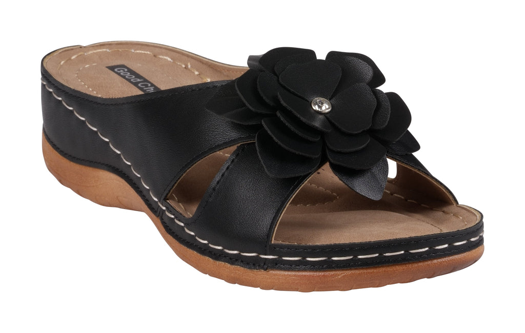 Joy Black Flat Sandals 