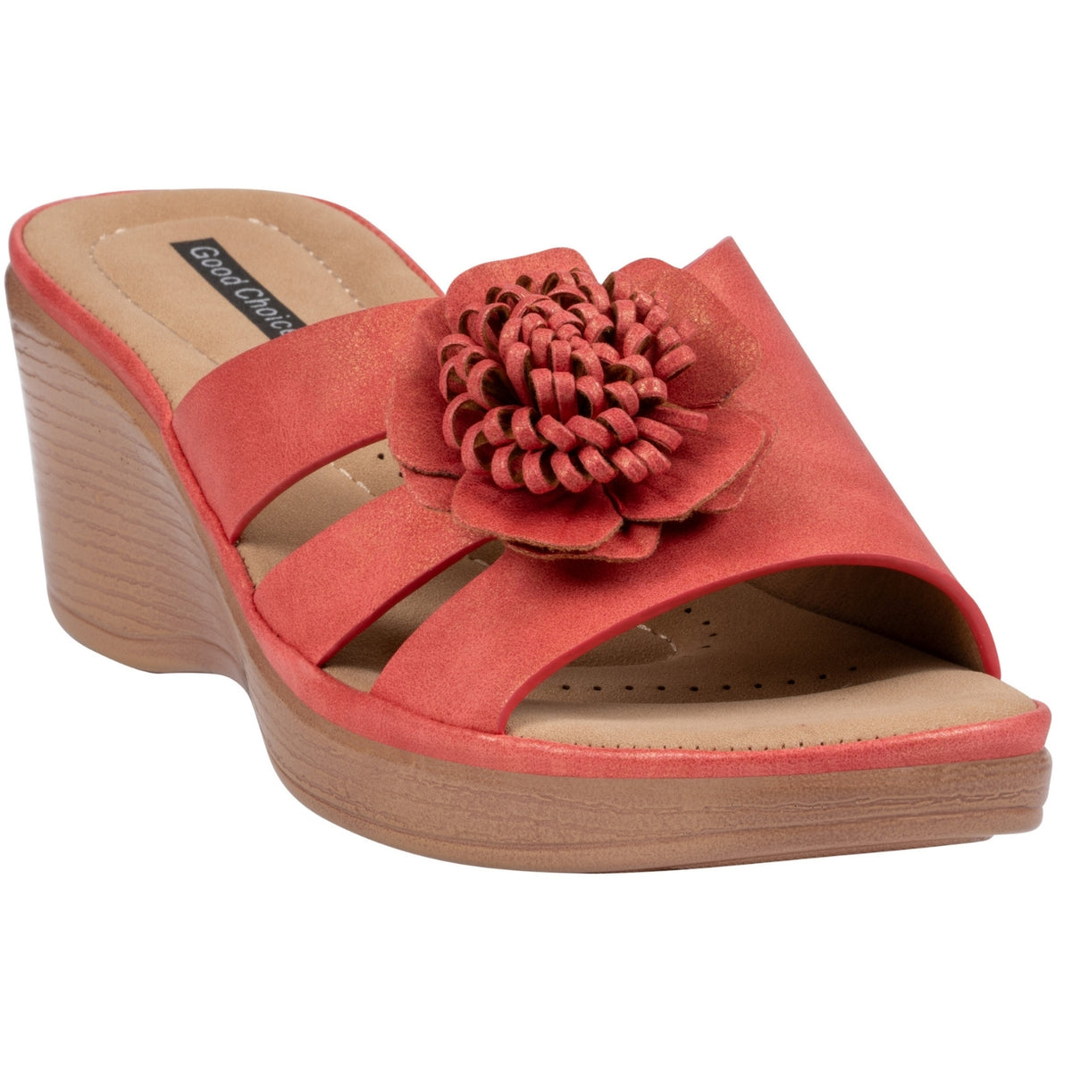 Women's Coral Floral Wedge Slide Sandals – Jenna by GC Shoes