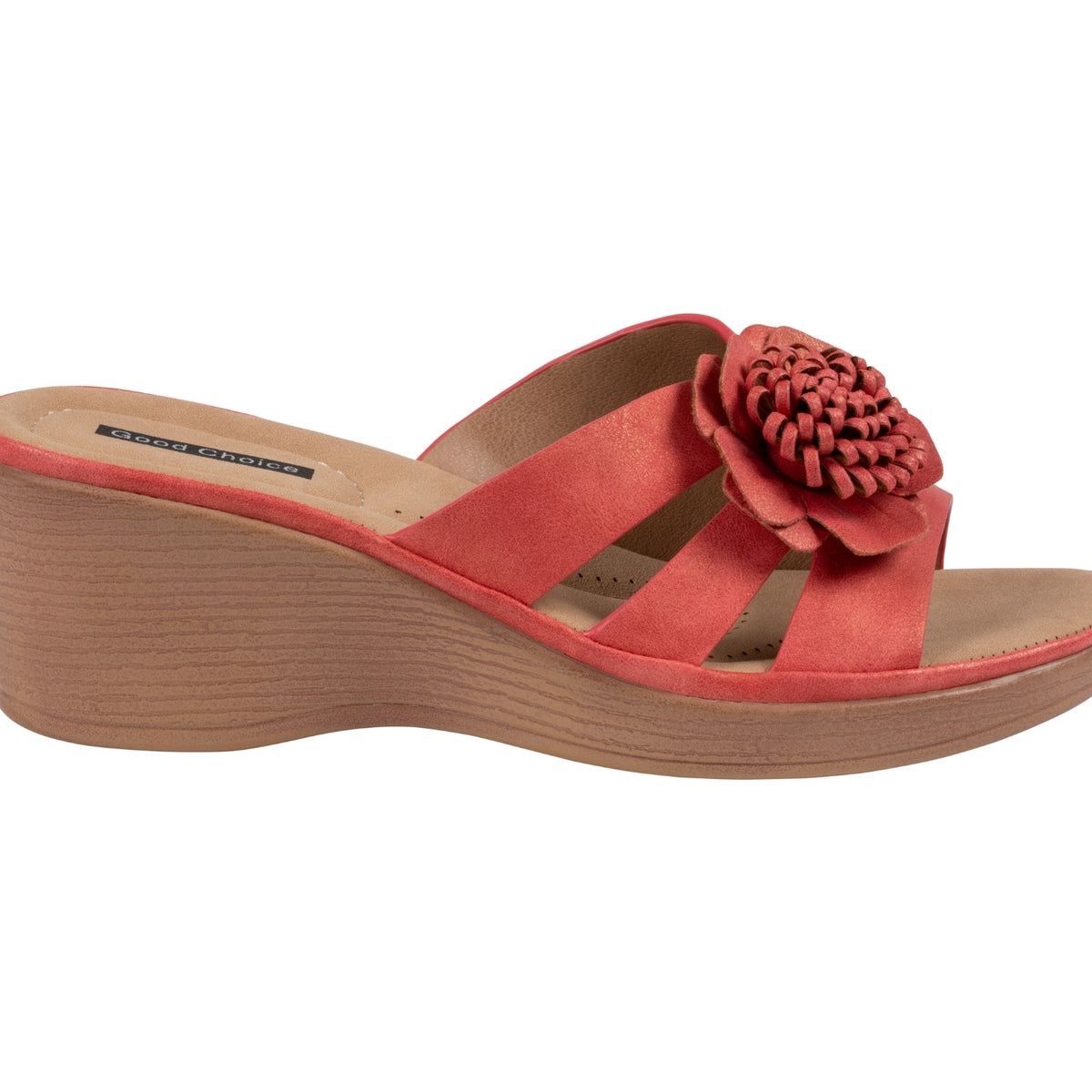 Women's Coral Floral Wedge Slide Sandals – Jenna by GC Shoes, view 2