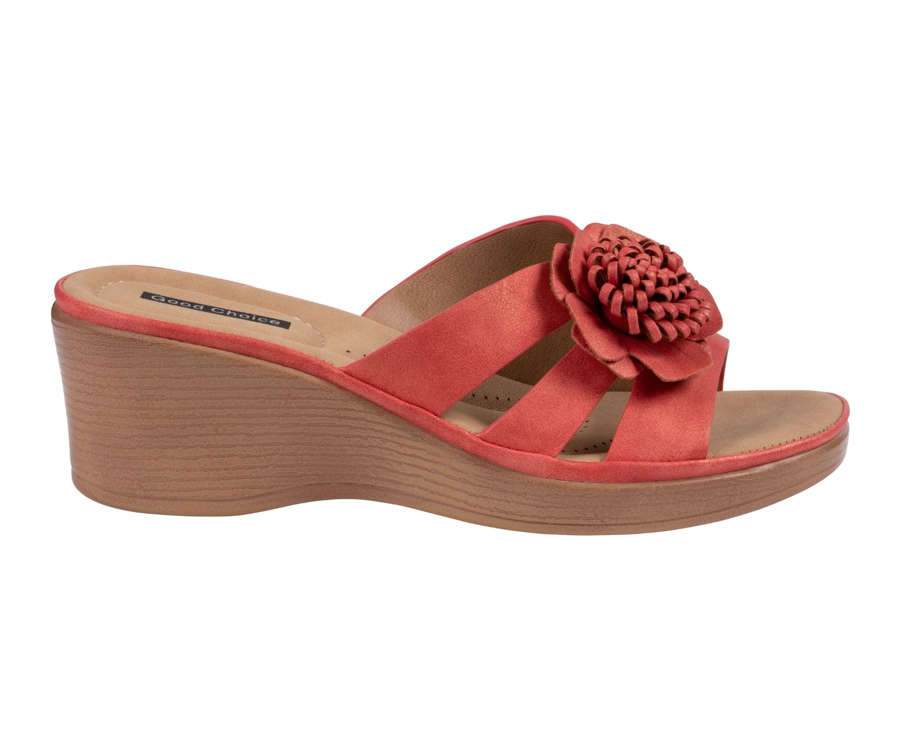 Women's Coral Floral Wedge Slide Sandals – Jenna by GC Shoes, view 2