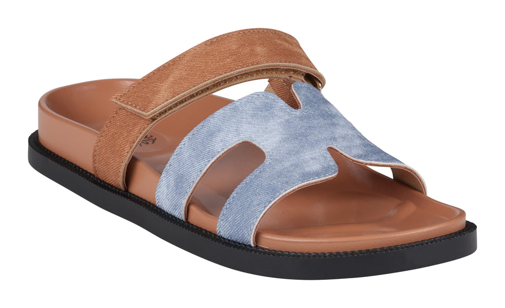 Kelly Denim Tan Flat Sandals 