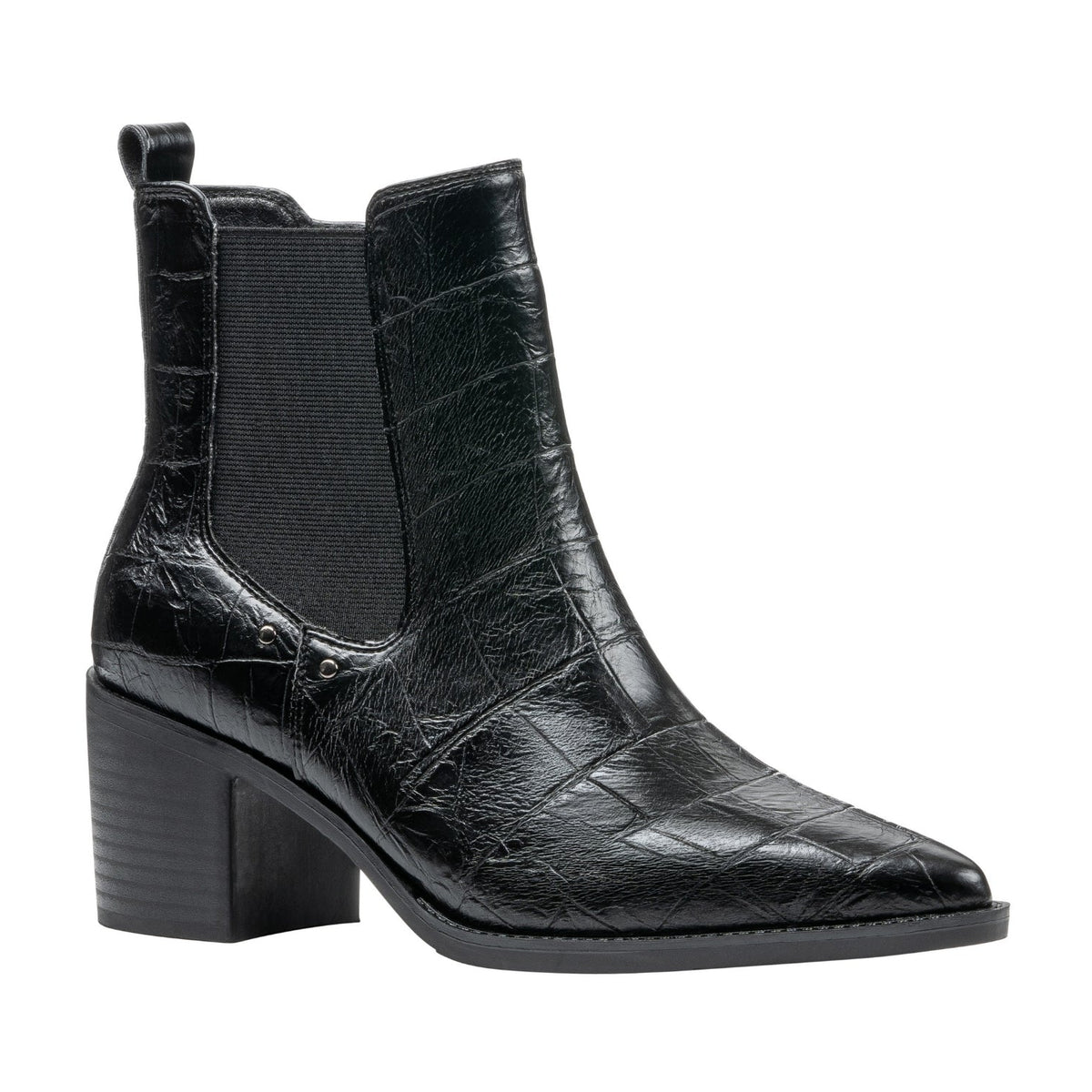 Kodiak Black Croc-Embossed Bootie by GC Shoes