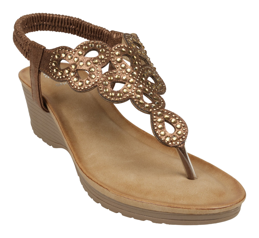 Madelyn Bronze Wedge Sandals 