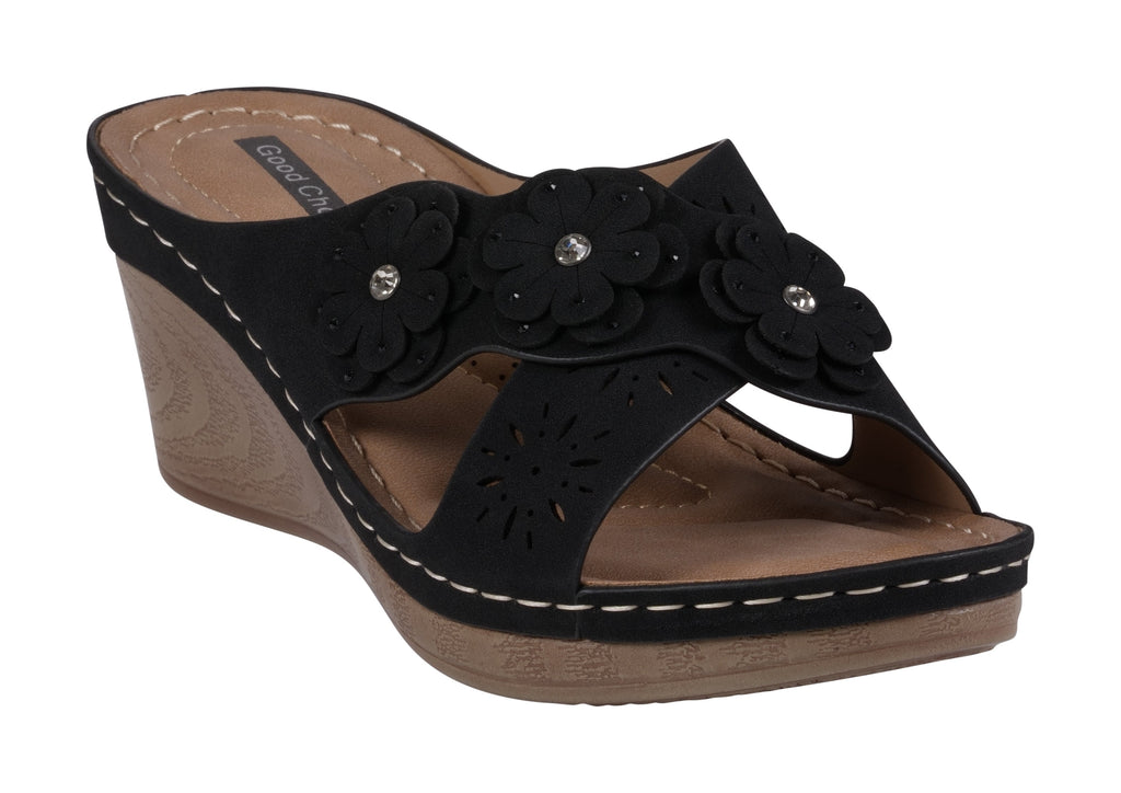 Miller Black Wedge Sandals
