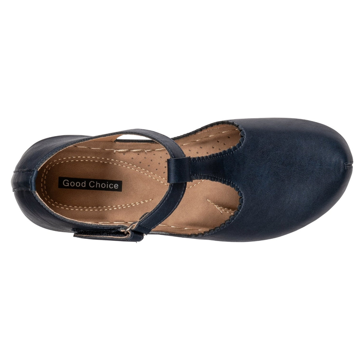 Mondo Navy T-Strap Wedge Sandal by GC Shoes – view 3