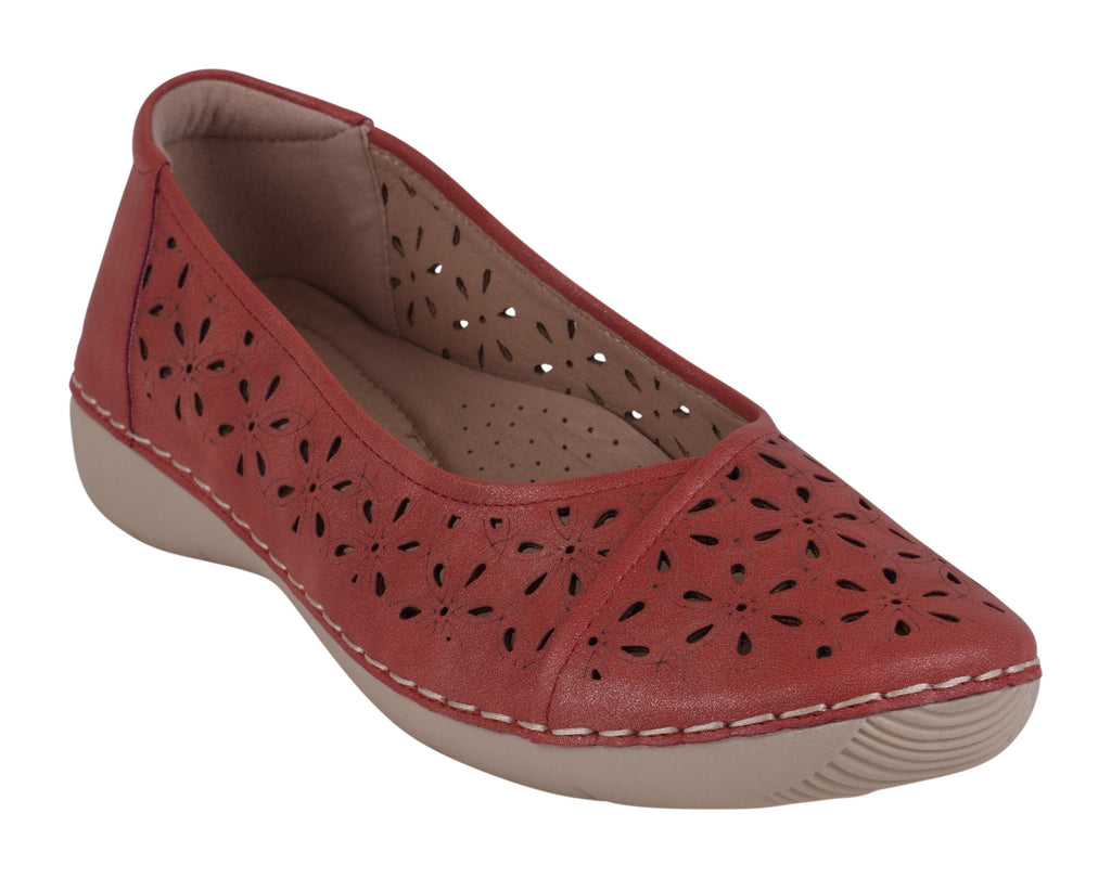 Nysha Red Cut Flat Sandals 
