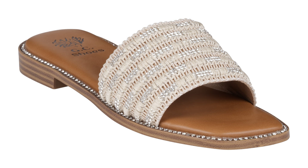 Shani Ivory Flat Sandals 