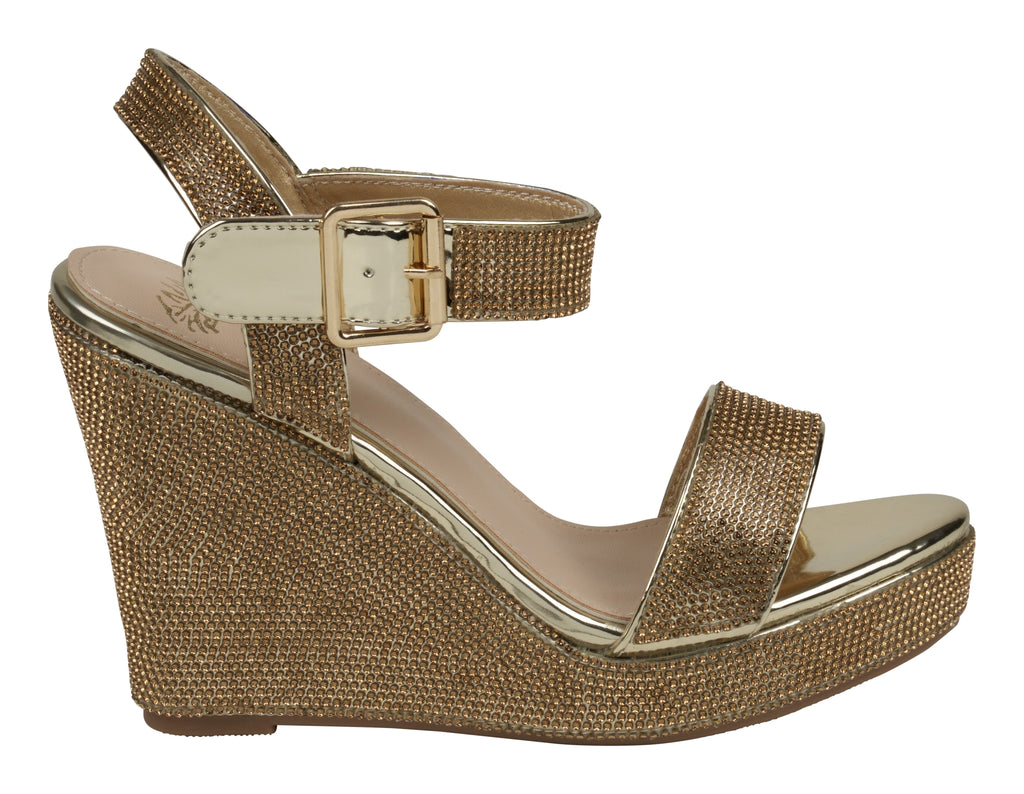 Betty Gold Wedge Sandals Side 