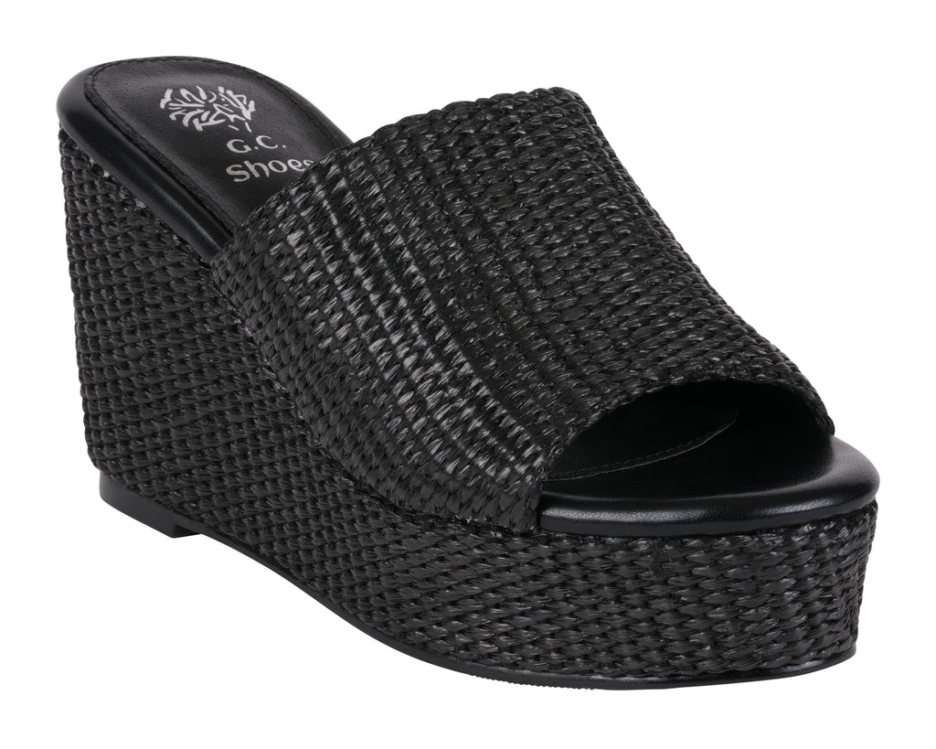Vivica Black Wedge Sandals 