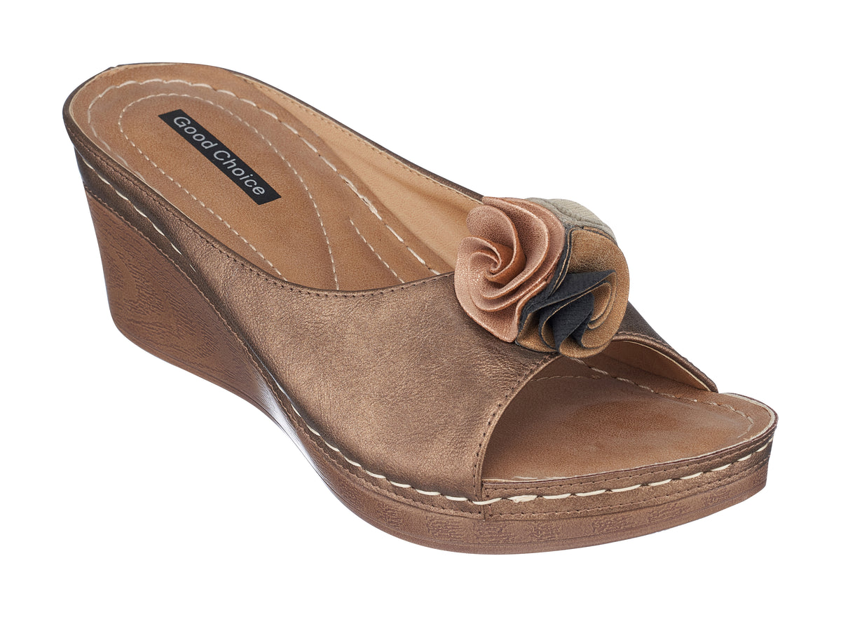 Sydney Bronze Wedge Sandals