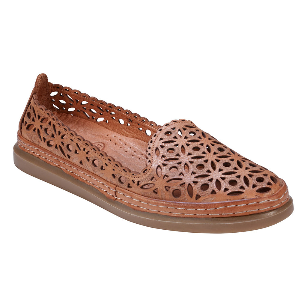 Tumi Tan Perforated Leather Flats Top