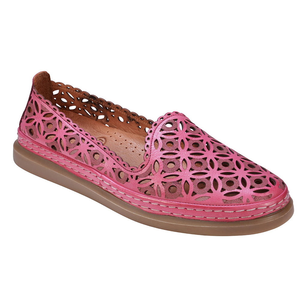 Tumi Pink Perforated Leather Flats Top