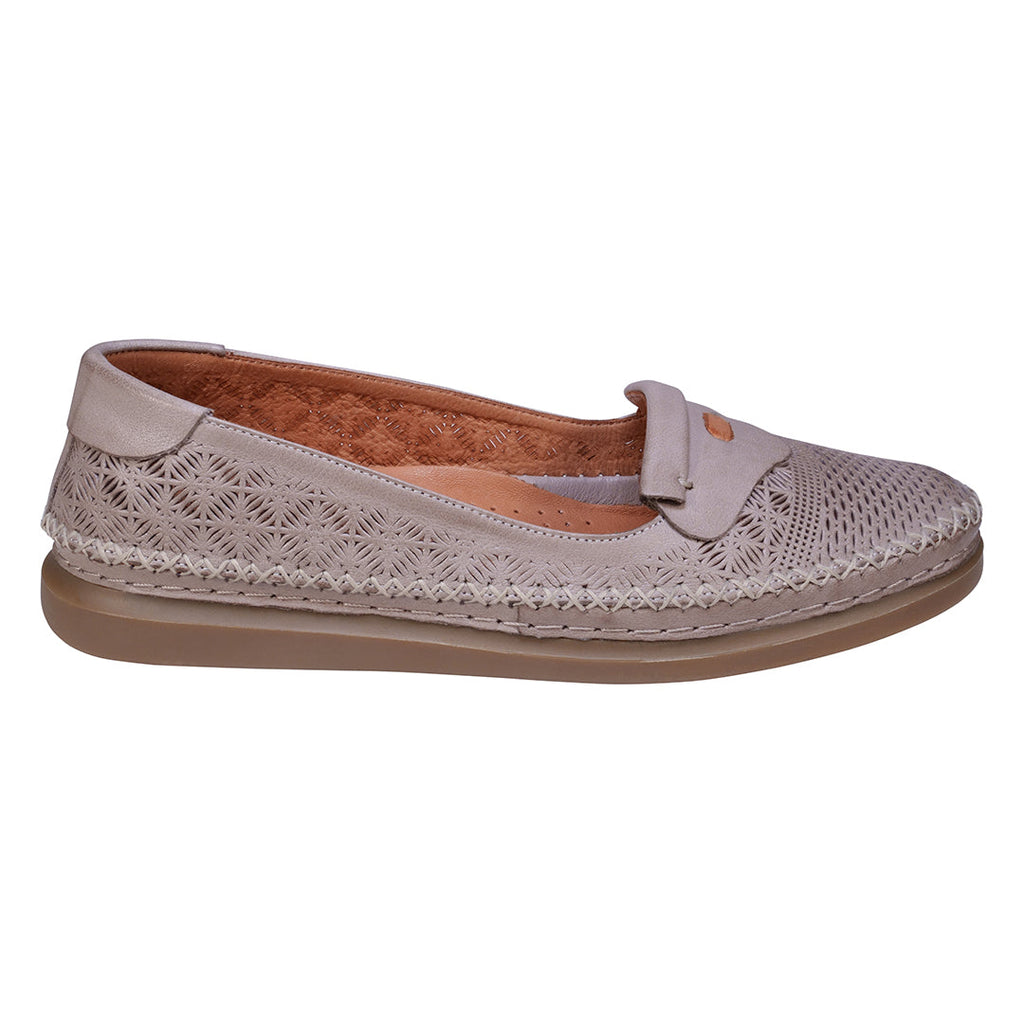 Ginger Grey Perforated Leather Flats Side