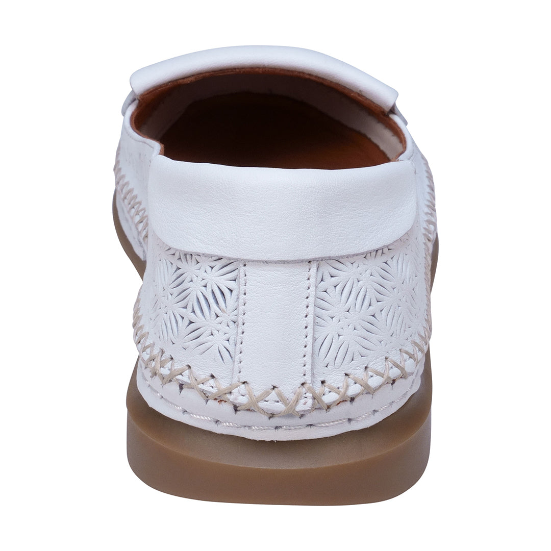 Ginger White Perforated Leather Flats Back