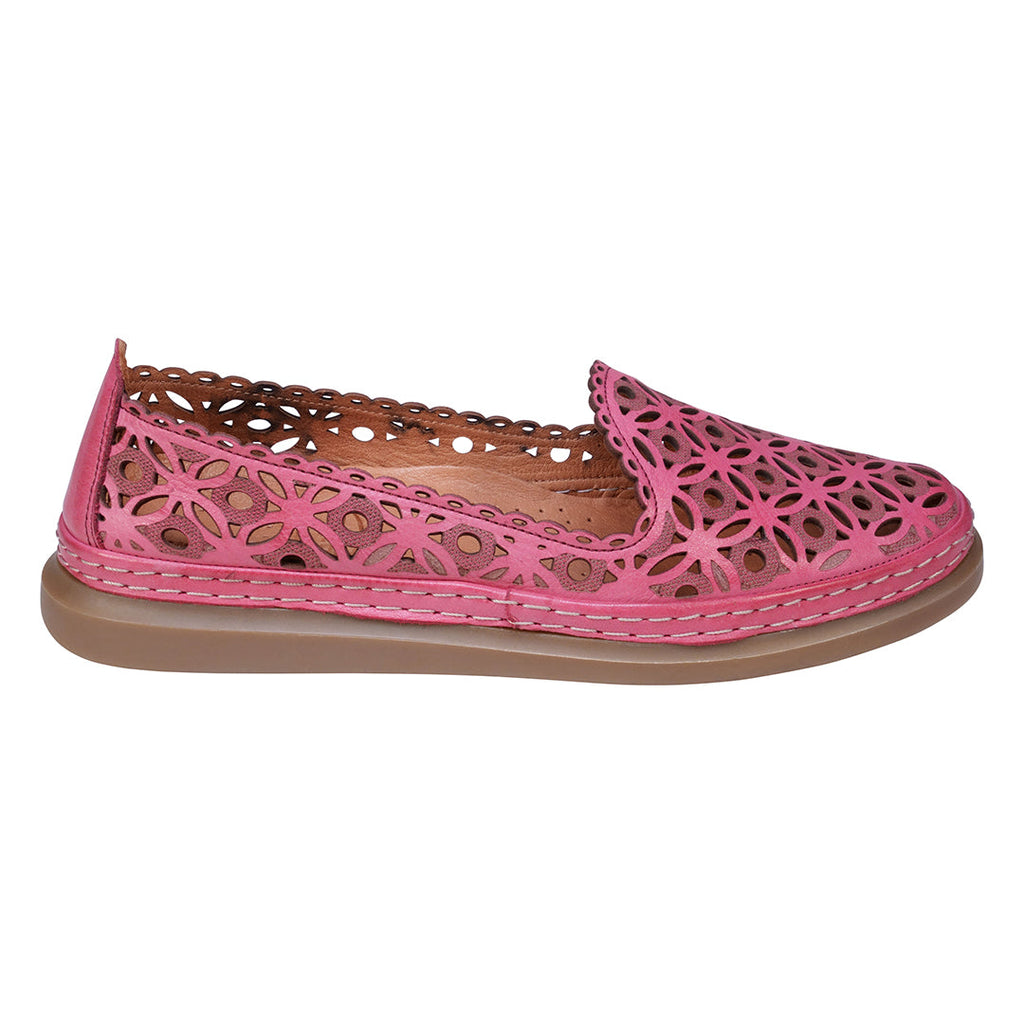 Tumi Pink Perforated Leather Flats Side