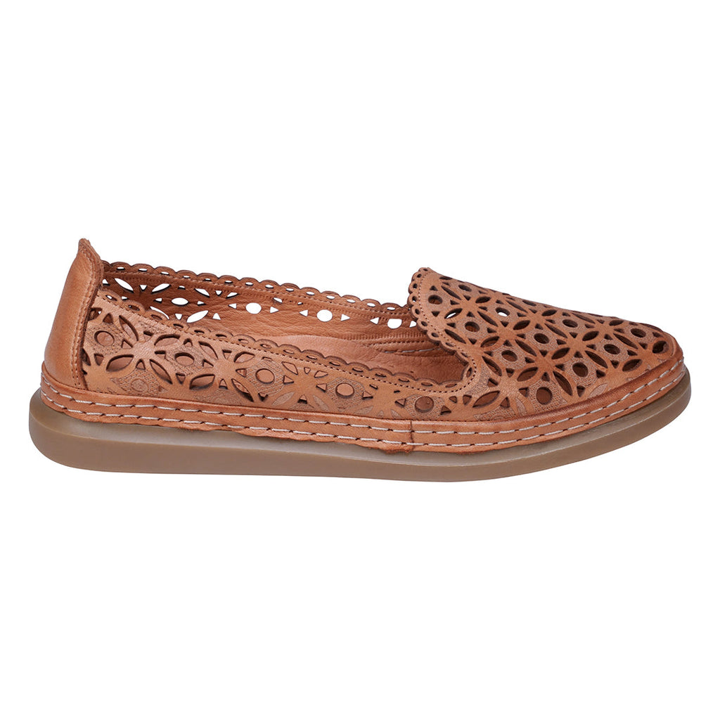 Tumi Tan Perforated Leather Flats Side