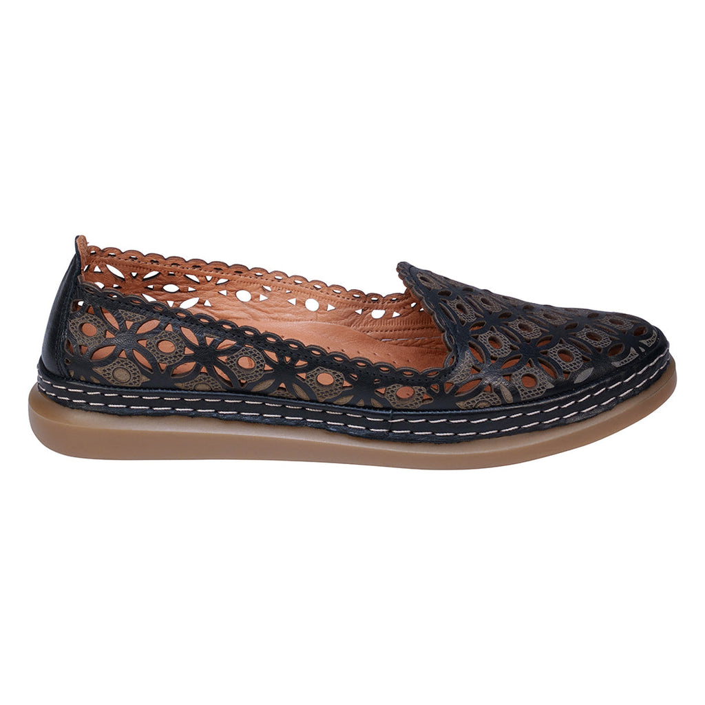 Tumi Black Perforated Leather Flats Side