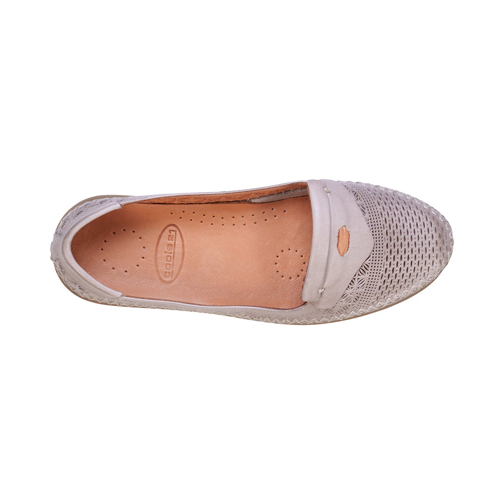 Ginger Grey Perforated Leather Flats Back