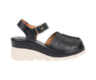 Carmel Black Buckle Wedge Sandal by GC Shoes – view 2
