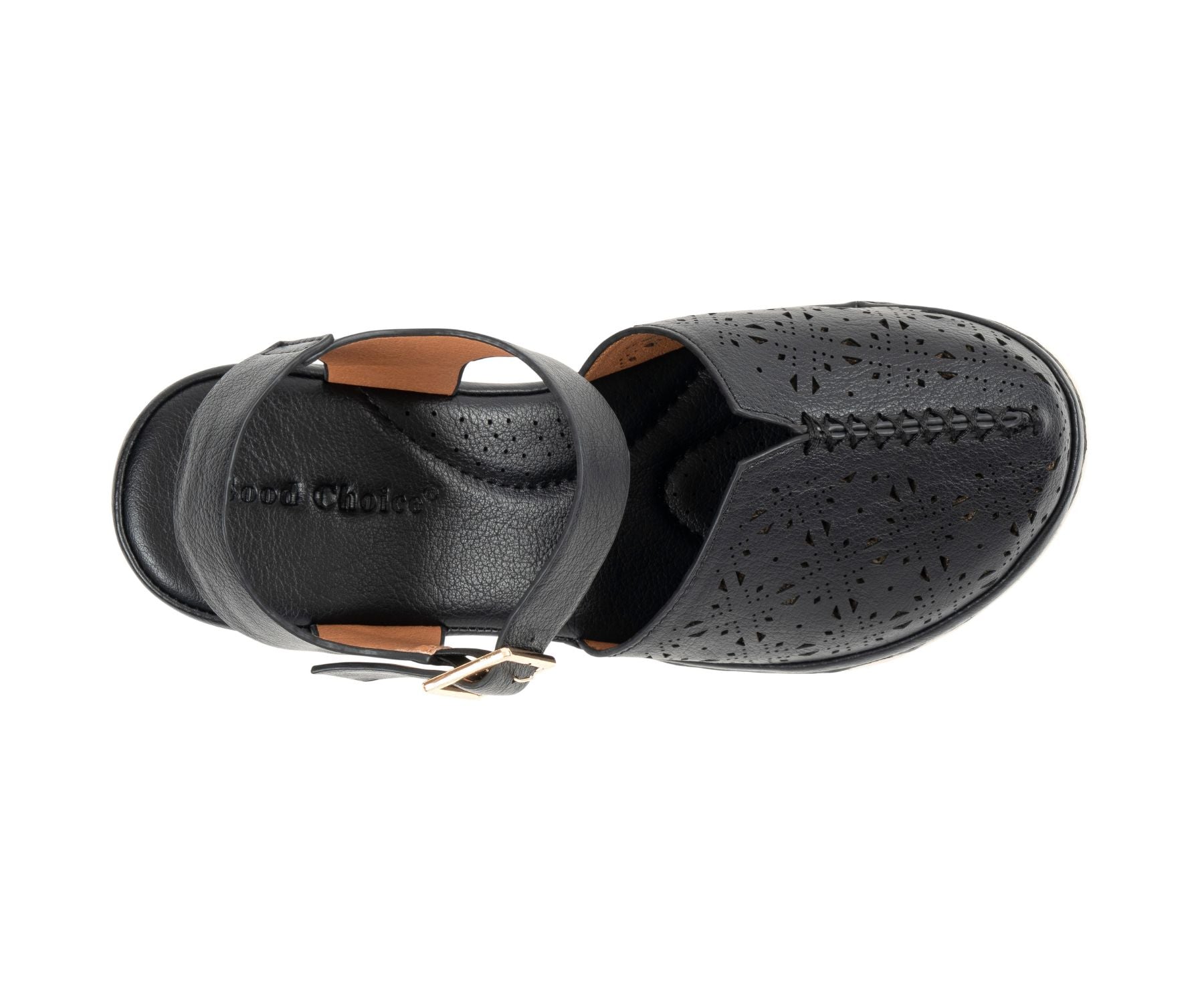 Carmel Black Buckle Wedge Sandal by GC Shoes – view 3