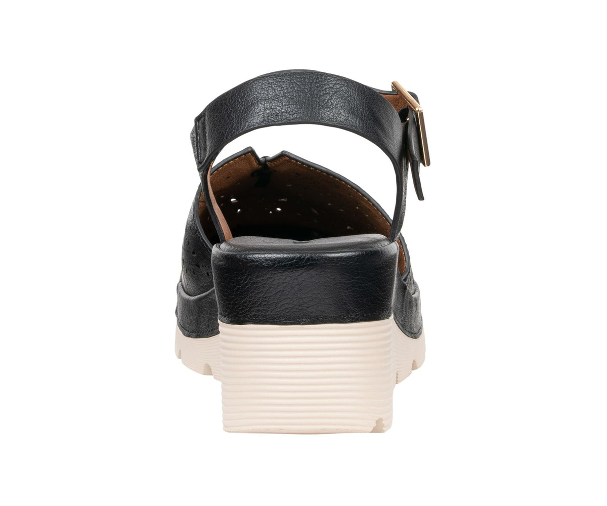 Carmel Black Buckle Wedge Sandal by GC Shoes – view 4
