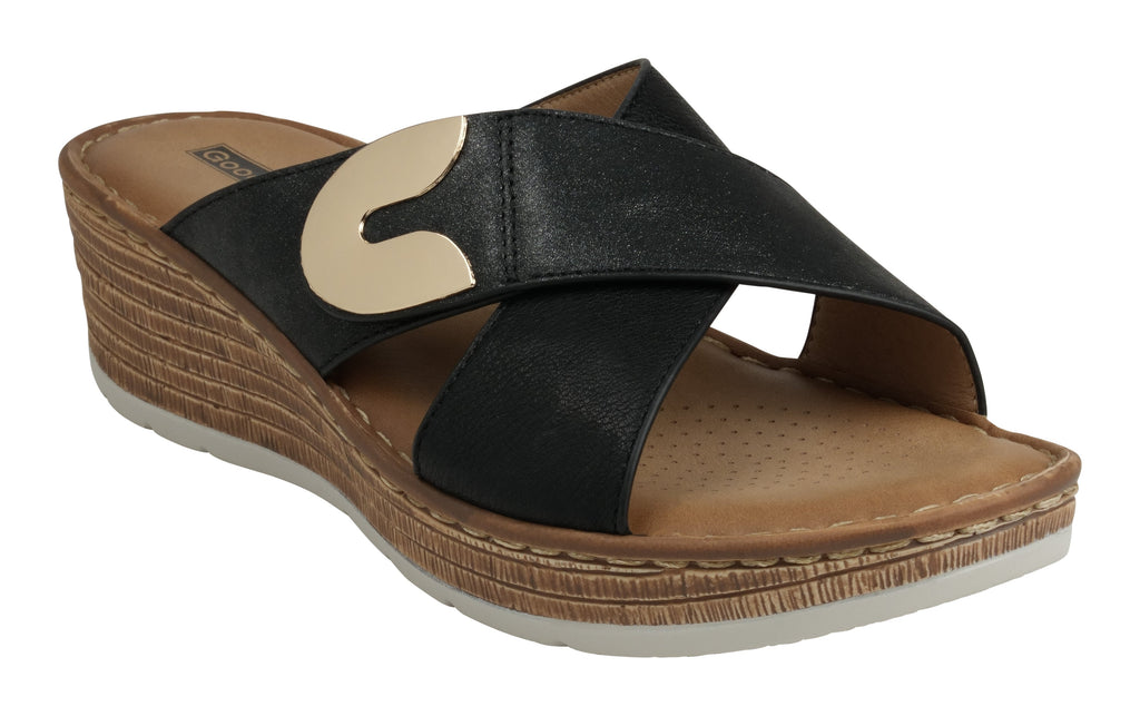 Demi Black Wedge Sandals