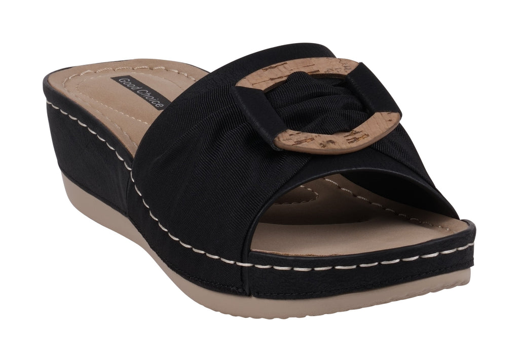 Ellen Black Wedge Sandals