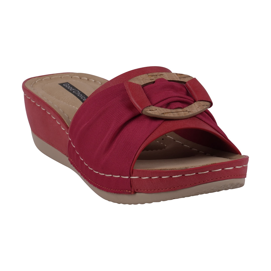 Ellen Red Hardware Comfort Wedge Sandals – GC Shoes