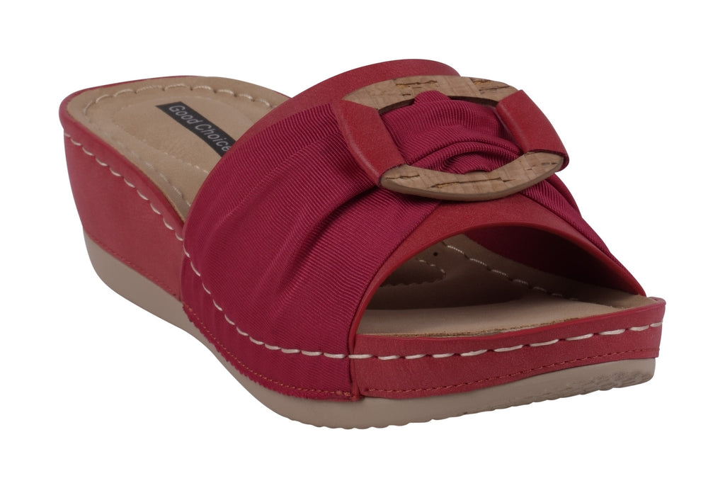 Ellen Red Wedge Sandals