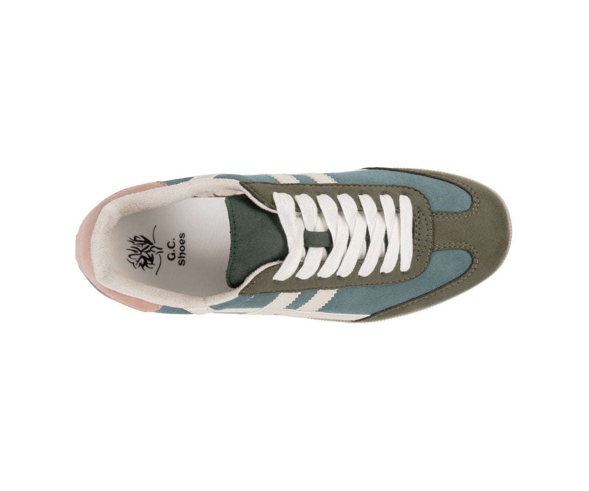 Fowler Olive Retro Stripe Sneaker by GC Shoes – view 2