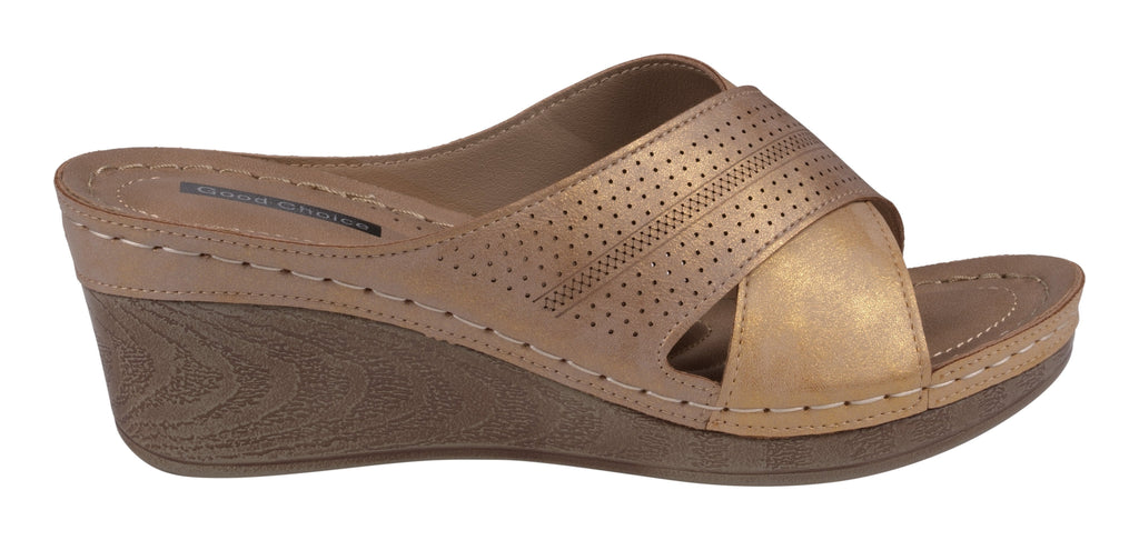 Hayden Tan/Bronze Wedge Sandals Side