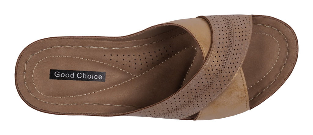 Hayden Tan/Bronze Wedge Sandals Top