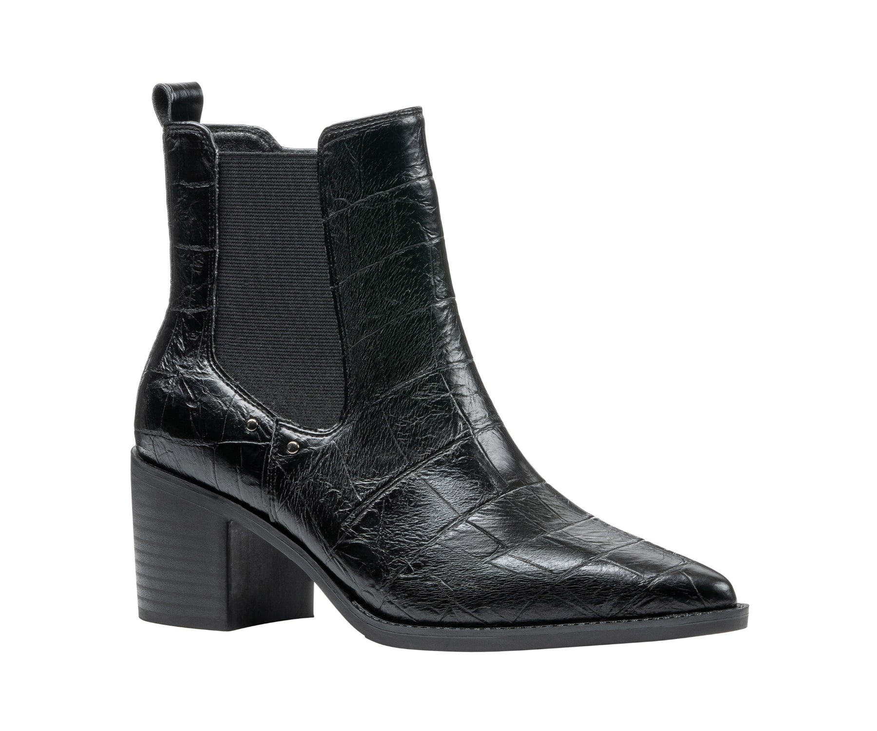 Kodiak Black Croc-Embossed Bootie by GC Shoes