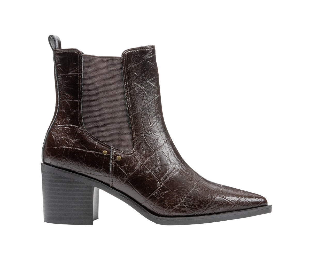 Kodiak Brown Croc-Embossed Bootie by GC Shoes – view 2