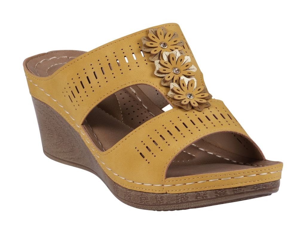 Lisette Yellow Wedge Sandals